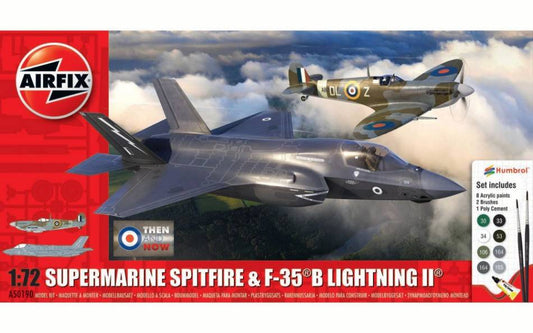 KIT DA MONTARE IN SCALA COMPATIBILE CON THEN AND NOW SPITFIRE Mk Vc & F-35B LIGHTNING II KIT 1:72 AIRFIX A50190