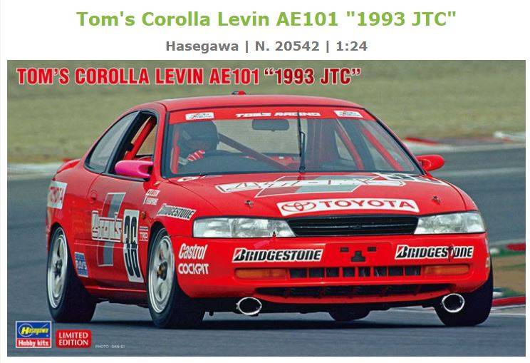 SCALE ASSEMBLY KIT COMPATIBLE WITH TOM'S COROLLA LEVIN AE101 1993 JTC KIT 1:24 HASEGAWA HA20542