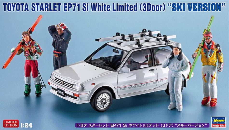 KIT DE MONTAGE À L'ÉCHELLE COMPATIBLE AVEC TOYOTA STARLET EP71 SI 3 PORTES VERSION SKI KIT 1:24 HASEGAWA HA20610