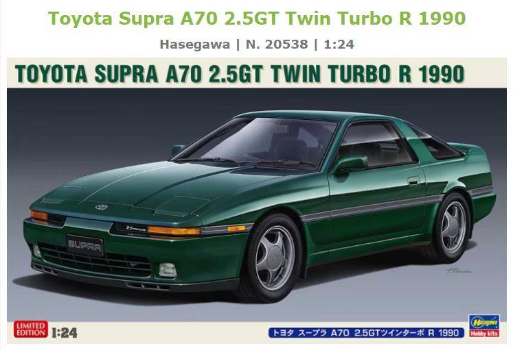 SCALE ASSEMBLY KIT COMPATIBLE WITH TOYOTA SUPRA A70 2.5 GT TWIN TURBO R 1990 KIT 1:24 HASEGAWA HA20538