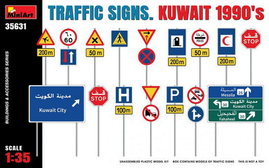 SCALE ASSEMBLY KIT COMPATIBLE WITH TRAFFIC SIGNS KUWAIT 1990 KIT 1:35 MINIART MIN35631