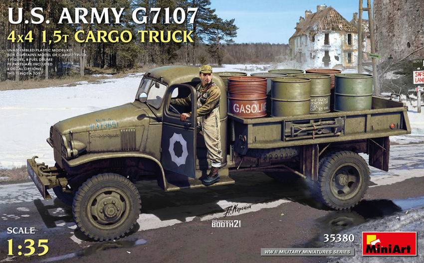 SCALE ASSEMBLY KIT COMPATIBLE WITH US ARMY G7107 4x4 1.5t CARGO TRUCK KIT 1:35 MINIART MIN35380