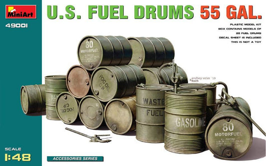 KIT TO ASSEMBLE IN SCALE COMPATIBLE WITH US FUEL DRUMS 55 GAL.KIT 1:48 MINIART MIN49001