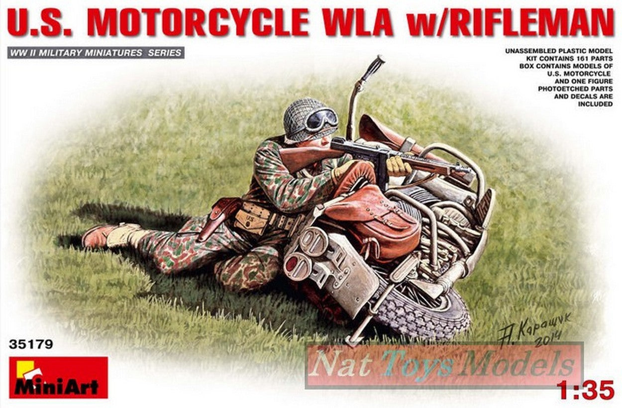 KIT DA MONTARE IN SCALA COMPATIBILE CON U.S. MOTORCYCLE WLA W/RIFLEMAN KIT 1:35 MINIART MIN35179