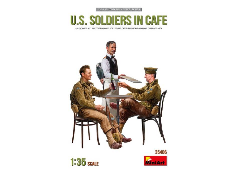 KIT À ASSEMBLER À L'ÉCHELLE COMPATIBLE AVEC LES SOLDATS AMÉRICAINS AU CAFÉ' KIT 1:35 MINIART MIN35406