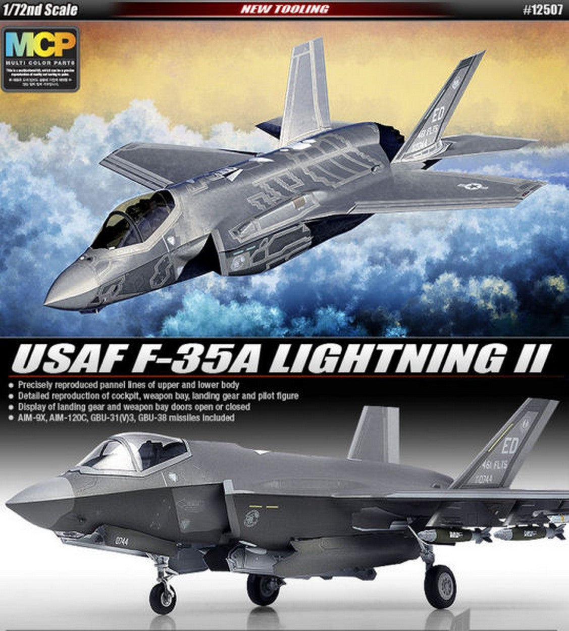 SCALE ASSEMBLY KIT COMPATIBLE WITH USAF F-35A LIGHNING II KIT 1:72 ACADEMY ACD12507