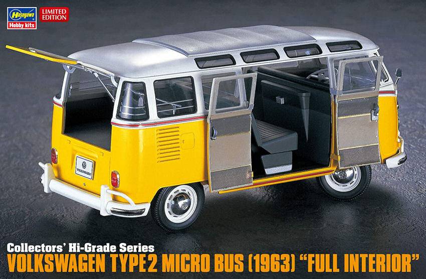 KIT DE MONTAGE À L'ÉCHELLE COMPATIBLE AVEC LE BUS VW T2 1963 KIT INTÉRIEUR COMPLET 1:24 HASEGAWA HA51048