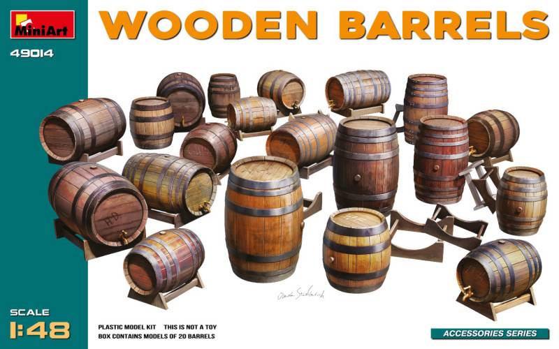 KIT DA MONTARE IN SCALA COMPATIBILE CON WOODEN BARRELS KIT 1:48 MINIART MIN49014