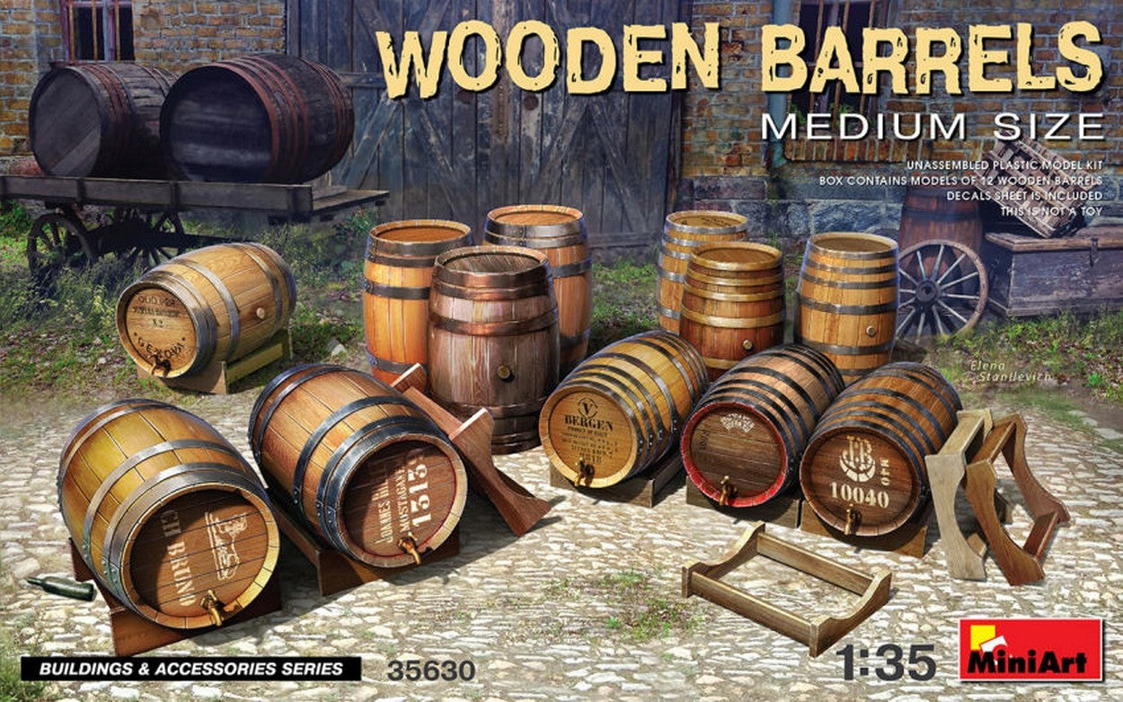 KIT DA MONTARE IN SCALA COMPATIBILE CON WOODEN BARRELS MEDIUM SIZE KIT 1:35 MINIART MIN35630