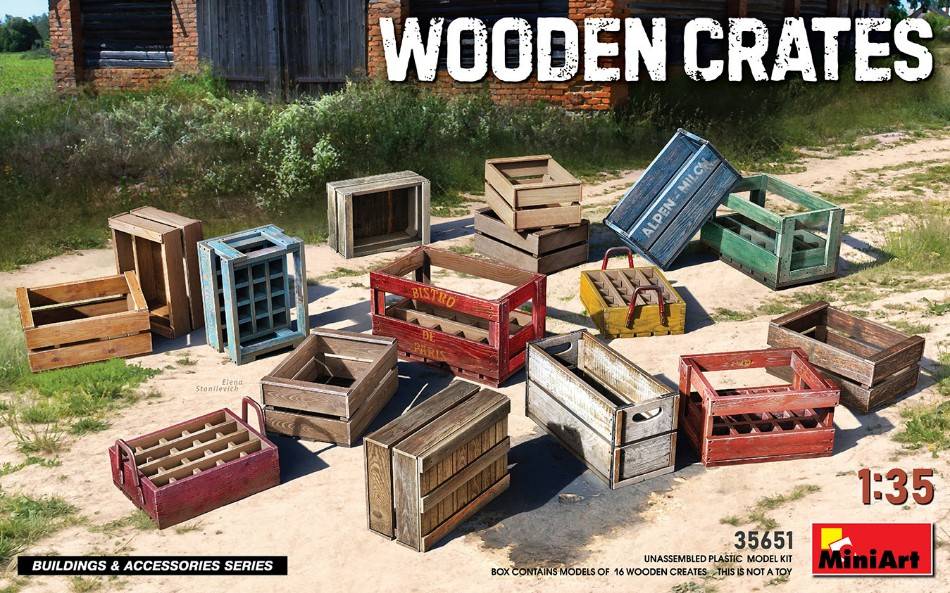 KIT DA MONTARE IN SCALA COMPATIBILE CON WOODEN CRATES KIT 1:35 MINIART MIN35651