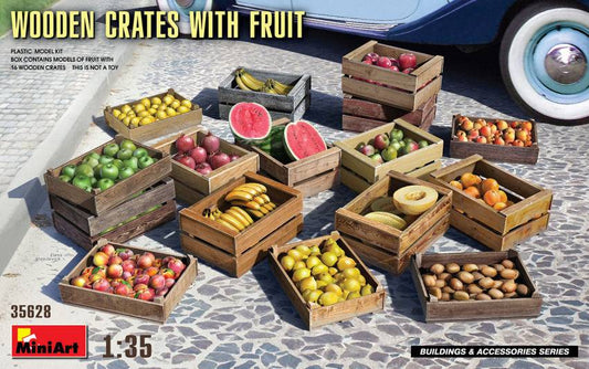 KIT DA MONTARE IN SCALA COMPATIBILE CON WOODEN CRATES WITH FRUITS KIT 1:35 MINIART MIN35628