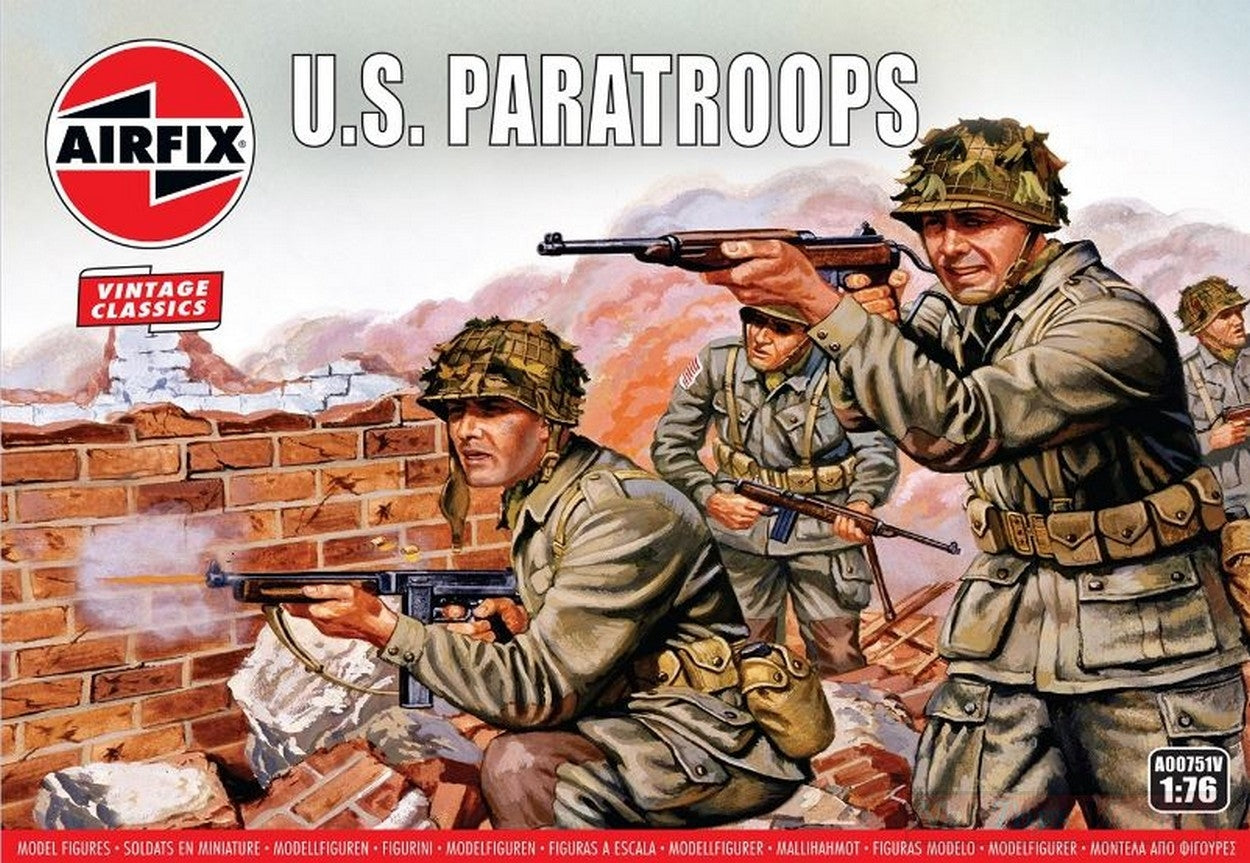 KIT DE MONTAGE À L'ÉCHELLE COMPATIBLE AVEC LE KIT DE PARACHUTISTES US DE LA SECONDE GUERRE MONDIALE 1:76 AIRFIX A00751V