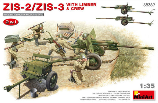 SCALE ASSEMBLY KIT COMPATIBLE WITH ZIS-2/ZIS-3WITH LIMBER &amp; CREW 2 IN 1 KIT 1:35 MINIART MIN35369