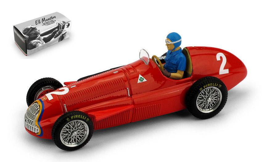 MODELLINO IN SCALA COMPATIBILE CON ALFA ROMEO 158 J.MANUEL FANGIO 1951 N.2 BELGIUM GP WORLD CHAMPION 1:43 BRUMM BM0043CH