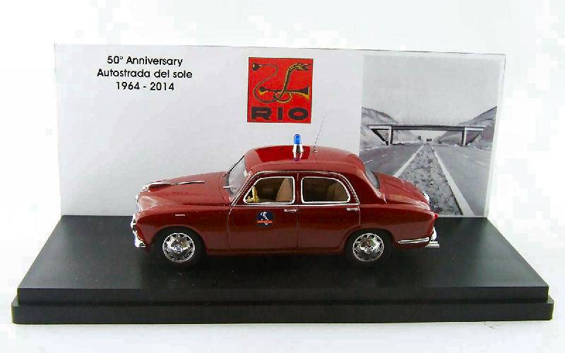 SCALE MODEL COMPATIBLE WITH ALFA ROMEO 1900 MOTORWAY POLICE 50th ANNIV.AUTOST.D.SOLE 1:43 RIO RI1964-2