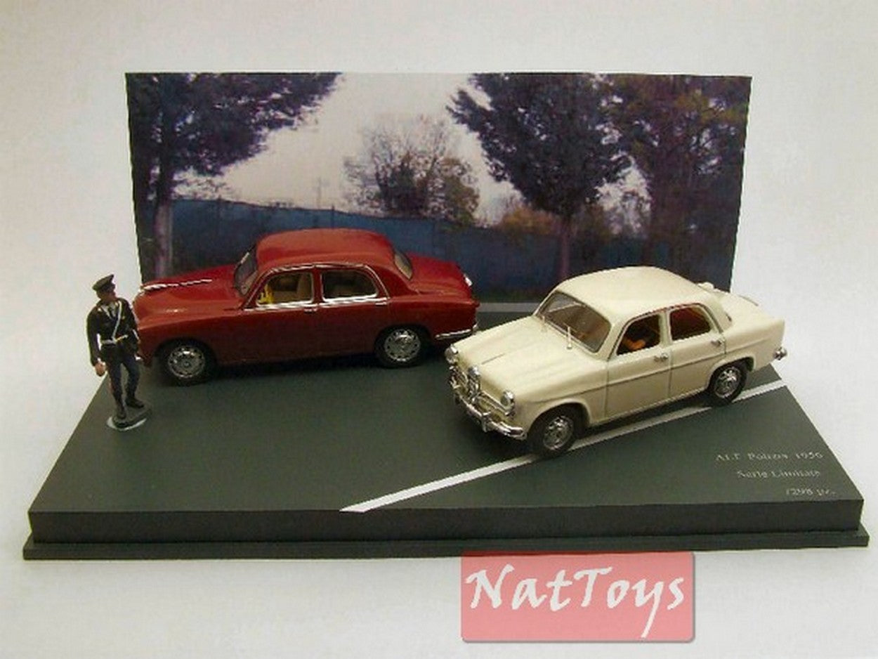 MODELLINO IN SCALA COMPATIBILE CON ALFA ROMEO 1900 POLIZIA E A.ROMEO GIULIETTA 1:43 RIO RI4318D