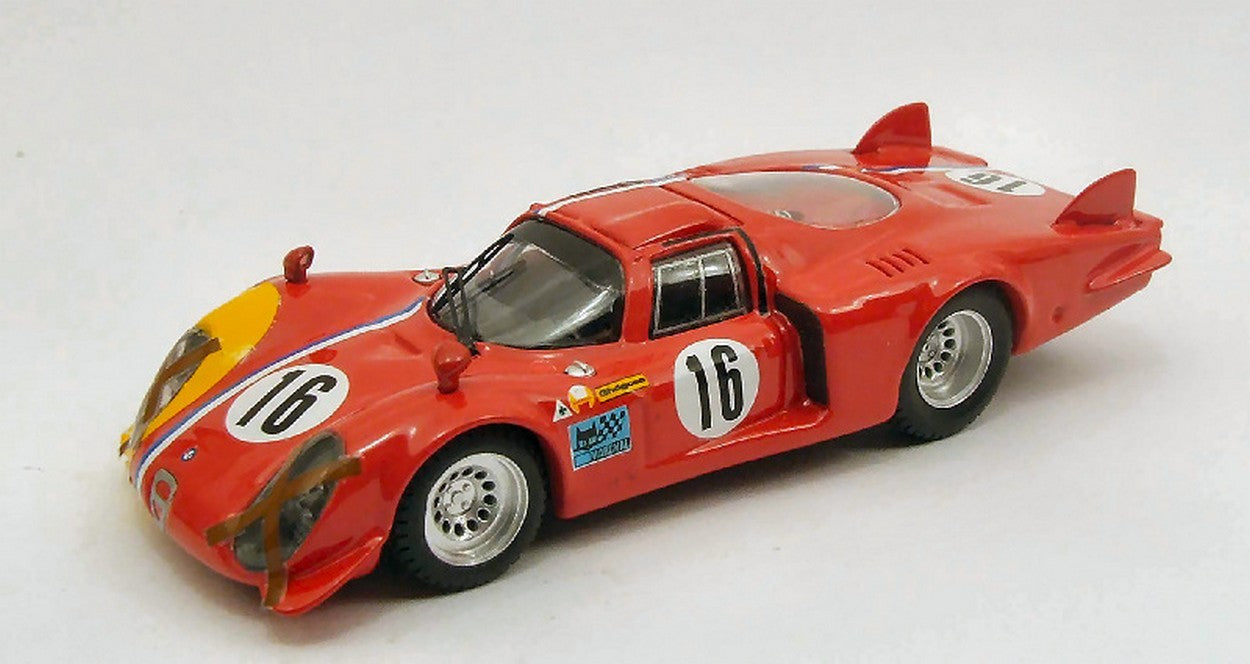 MODELLINO IN SCALA COMPATIBILE CON ALFA ROMEO 33.2 LUNGA N.16 PROVA SPA 1968 T.PILLET 1:43 BEST MODEL BT9435