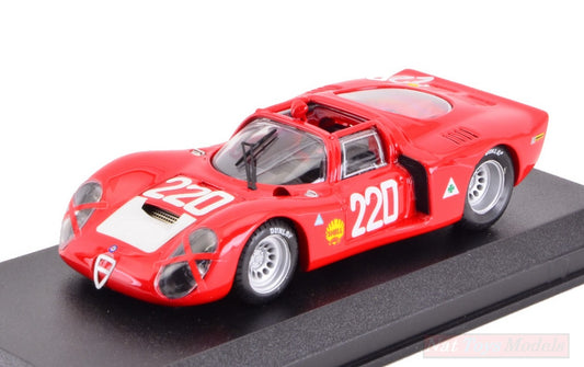 SCALE MODEL COMPATIBLE WITH ALFA ROMEO 33.2 N.220 ACCIDENT TARGA FLORIO 1968 VACCARELLA-SCHUTZ 1:43 BEST MODEL BT9750