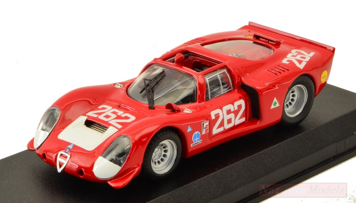 MODELLINO IN SCALA COMPATIBILE CON ALFA ROMEO 33.2 N.264 21th TARGA FLORIO 1969 VACCARELLA-DE ADAMICH 1:43 BEST MODEL BT9147-2