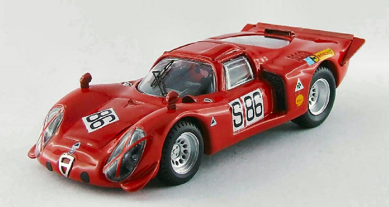 MODELLINO IN SCALA COMPATIBILE CON ALFA ROMEO 33.2 N.86 15th NURBURGRING 1969 VACCARELLA-DE ADAMICH 1:43 BEST MODEL BT9514