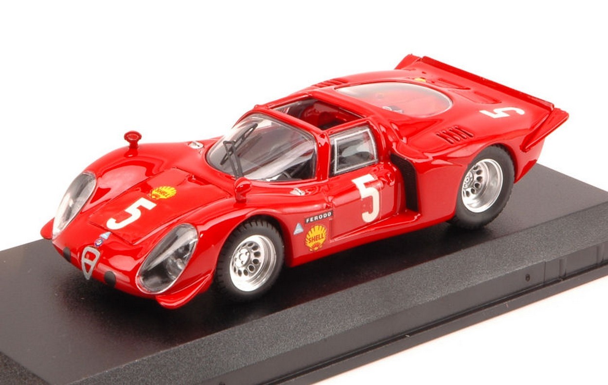 SCALE MODEL COMPATIBLE WITH ALFA ROMEO 33.2 SPYDER N.5 WINNER MONTLHERY 1969 LARROUSSE-VERRIER 1:43 BEST MODEL BT9585