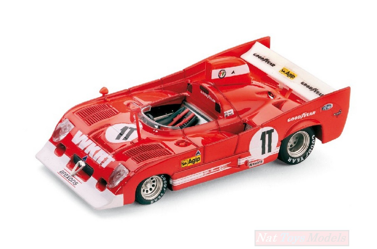 MODELLINO IN SCALA COMPATIBILE CON ALFA ROMEO 33TT12 N.1T TEST CAR MONZA 1975 PESCAROLO-BELL 1:43 BRUMM BM0239