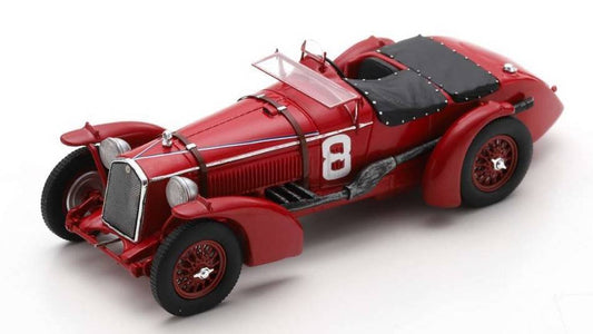 MODELLINO IN SCALA COMPATIBILE CON ALFA ROMEO 8C N.8 WINNER LM 1932 R.SOMMER-L.CHINETTI 1:43 SPARK MODEL 43LM32