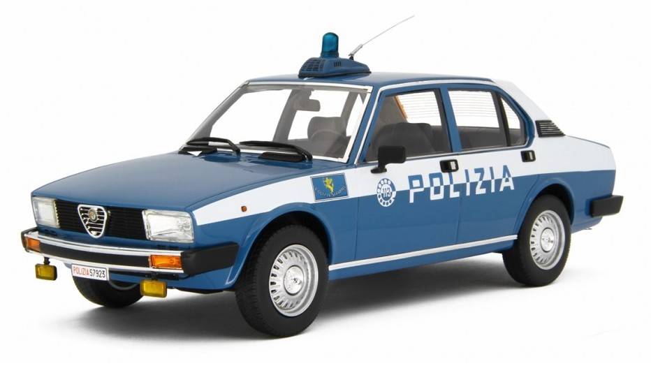 MODELE REDUIT COMPATIBLE AVEC ALFA ROMEO ALFETTA 2.0 L 1978 POLIZIA 1:18 LAUDO RACING LM154B-PO