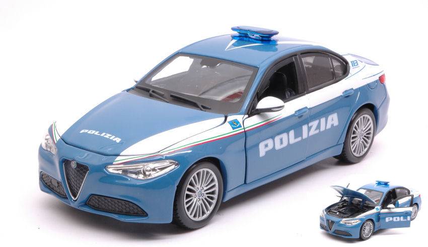 MODELLINO IN SCALA COMPATIBILE CON ALFA ROMEO GIULIA POLIZIA 1:24 BURAGO BU21085