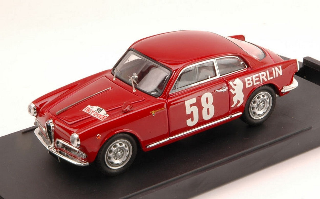 MODELLINO IN SCALA COMPATIBILE CON ALFA ROMEO GIULIETTA SV N.58 11th RALLY SESTRIERE 1958 SCHRAMM-FALK 1:43 BANG BG7206