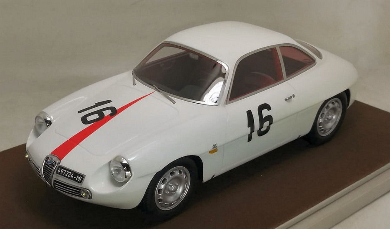 MODELLINO IN SCALA COMPATIBILE CON ALFA ROMEO GIULIETTA SZ N.16 COPPA FISA MONZA 1960 KIM 1:18 TECNOMODEL TMD1842F