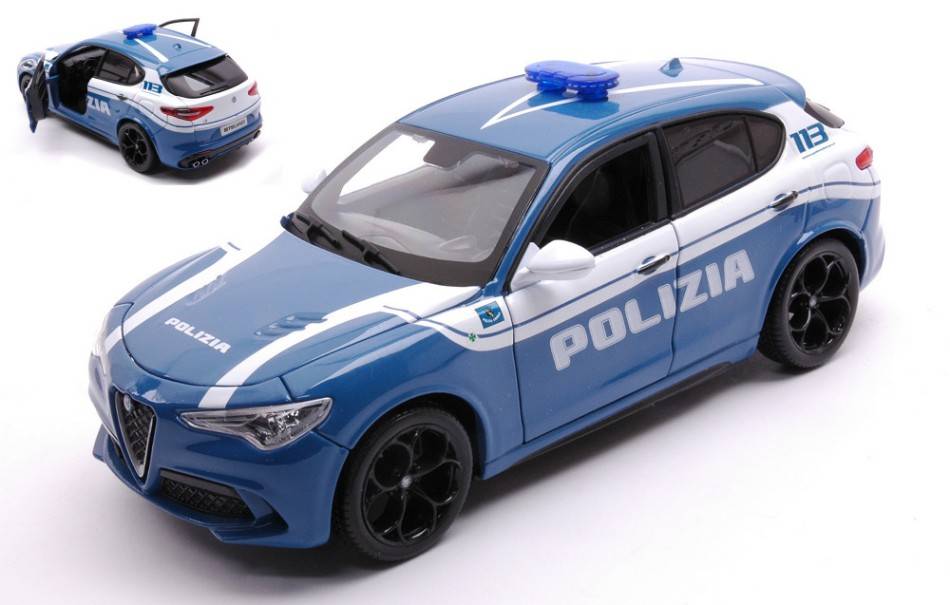 MODELLINO IN SCALA COMPATIBILE CON ALFA ROMEO STELVIO POLIZIA 1:24 BURAGO BU21096