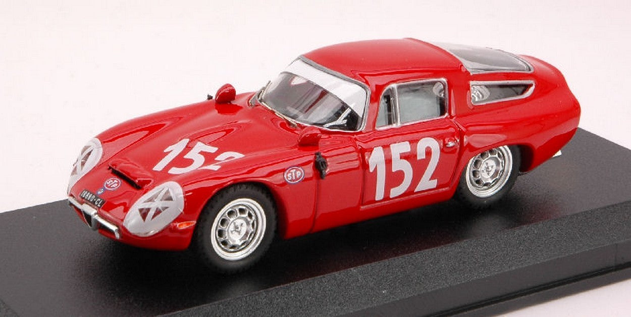 MODELLINO IN SCALA COMPATIBILE CON ALFA ROMEO TZ 1 N.152 27th TARGA FLORIO 1970 GIUGNO-SUTERA 1:43 BEST MODEL BT9380