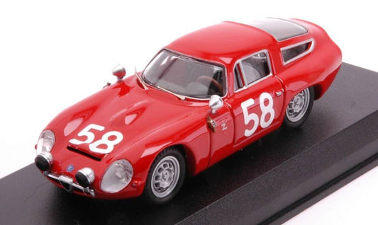 MODELLINO IN SCALA COMPATIBILE CON ALFA ROMEO TZ 1 N.58 TARGA FLORIO 1964 BUSSINELLO-TODARO 1:43 BEST MODEL BT9067-2