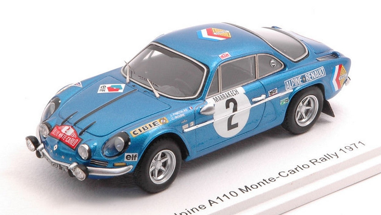 MODELLINO IN SCALA COMPATIBILE CON ALPINE A110 N.2 MONTE CARLO 1971 J.P.NICOLAS-C.ROURE 1:43 SPARK MODEL S6108