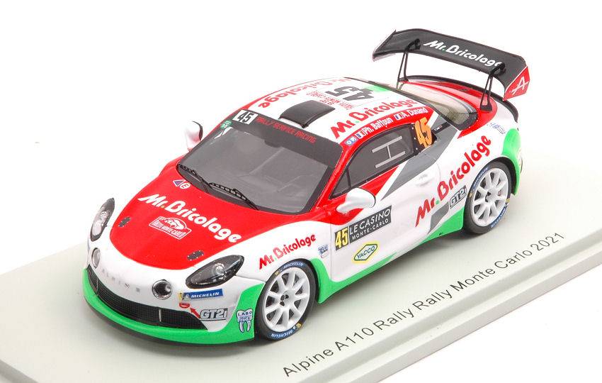 MODELLINO IN SCALA COMPATIBILE CON ALPINE A110 N.45 RALLY MONTE CARLO 2021 P.BAFFOUN-A.DUNAND 1:43 SPARK MODEL S6579