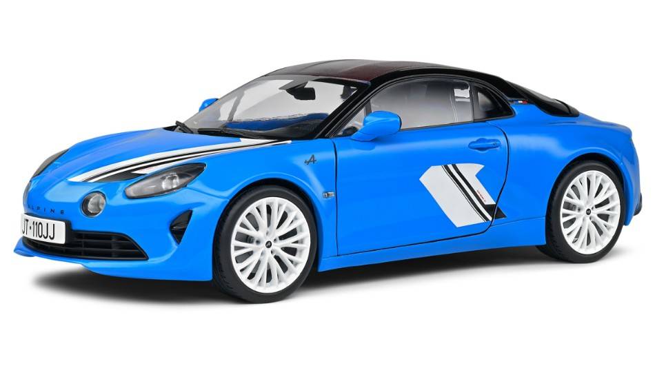 MODELLINO IN SCALA COMPATIBILE CON ALPINE A110S "SAN REMO 73" COUPE 2023 BLUE 1:18 SOLIDO SL1801625