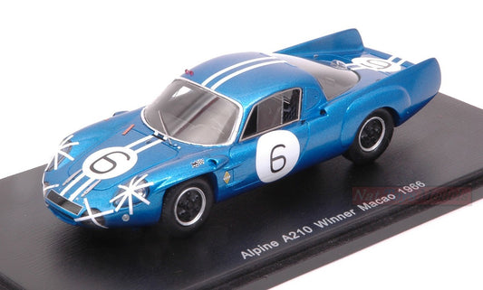 MODELLINO IN SCALA COMPATIBILE CON ALPINE A210 N.6 WINNER MACAO 1966 MAURO BIANCHI 1:43 SPARK MODEL S43MC66