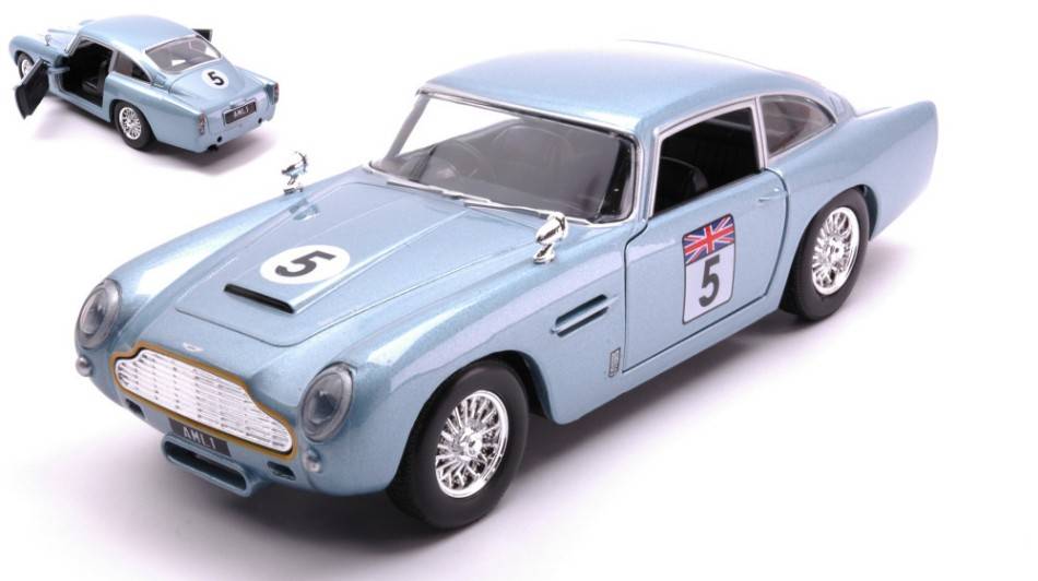 MODELLINO IN SCALA COMPATIBILE CON ASTON MARTIN DB5 N.5 GT RACING BLUE 1:24 MOTORMAX MTM73789B