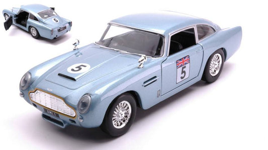 MODELLINO IN SCALA COMPATIBILE CON ASTON MARTIN DB5 N.5 GT RACING BLUE 1:24 MOTORMAX MTM73789B