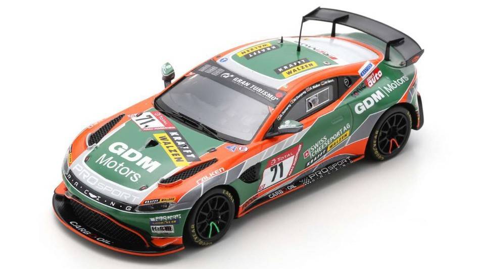 MODÈLE RÉDUIT COMPATIBLE AVEC ASTON MARTIN GT4 N.71 24 H NURBURGRING 2021 WALKER-HESS-DUMAREY-DUMAREY SPARK MODEL SG780