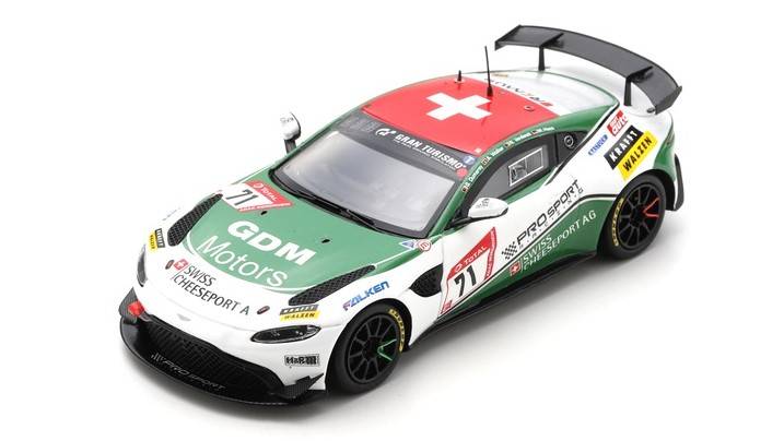 MODELLINO IN SCALA COMPATIBILE CON ASTON MARTIN VANTAGE GT4 N.71 24 H NURBURGRING 2020 WALKER-HESS-VERDONCK SPARK MODEL SG702