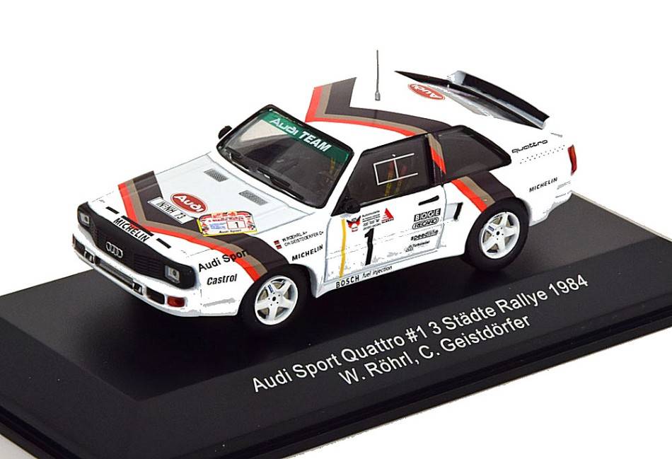 SCALE MODEL COMPATIBLE WITH AUDI QUATTRO SPORT N.1 STADTE RALLY 1984 ROHRL-GEISTDORFER 1:43 CMR MODEL REPLICARS WRC025