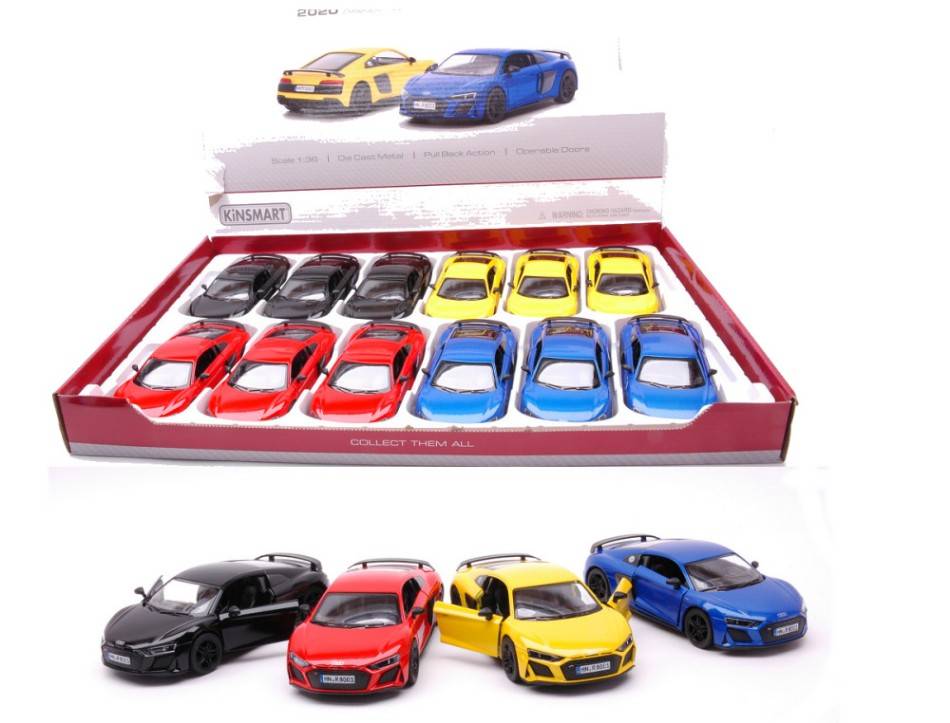 SCALE MODEL COMPATIBLE WITH AUDI R8 COUPE' 2020 COL.ASS. 12 cm KINSMART KT5422D