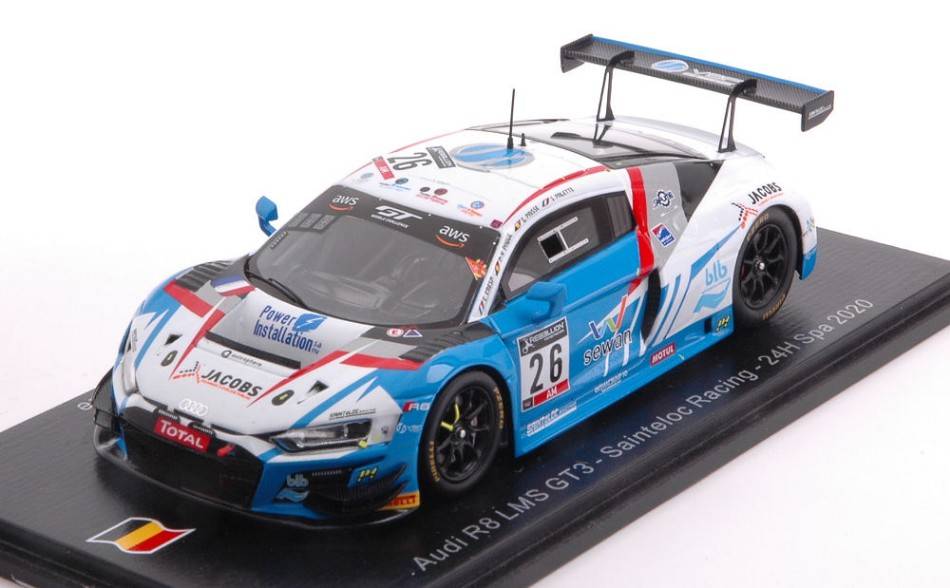 MODELLINO IN SCALA COMPATIBILE CON AUDI R8 GT3 N.26 24 H SPA 2020 PAQUE-PAISSE-CRESP-PALETTE 1:43 SPARK MODEL SB409