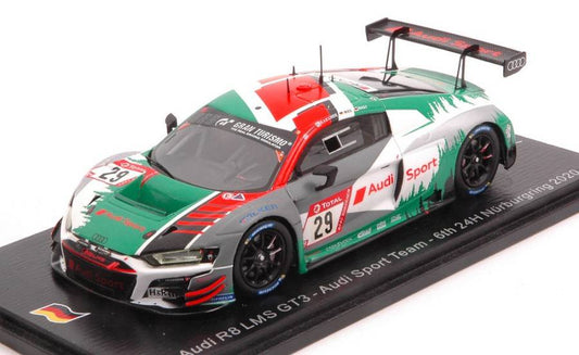 MODELLINO IN SCALA COMPATIBILE CON AUDI R8 GT3 N.29 6th NURBURGRING 2020 DRUDI-MIES-RAST-VAN DER LINDE 1:43 SPARK MODEL SG685