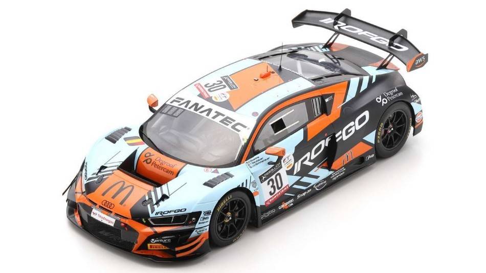 SCALE MODEL COMPATIBLE WITH AUDI R8 GT3 N.30 SILVER CLASS 24 H SPA 2022 GOETHE-SIMMENAUER-NEU SPARK 1:18 MODEL 18SB052