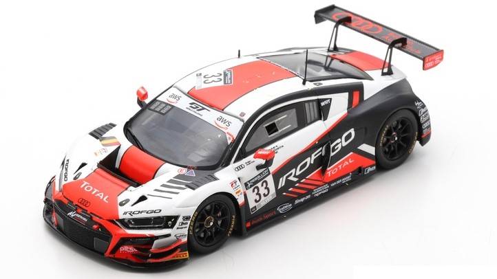 MODELE REDUIT COMPATIBLE AVEC AUDI R8 GT3 N.33 24 H SPA 2020 BREUKERS-HALL-GOETHE 1:43 SPARK MODEL SB393