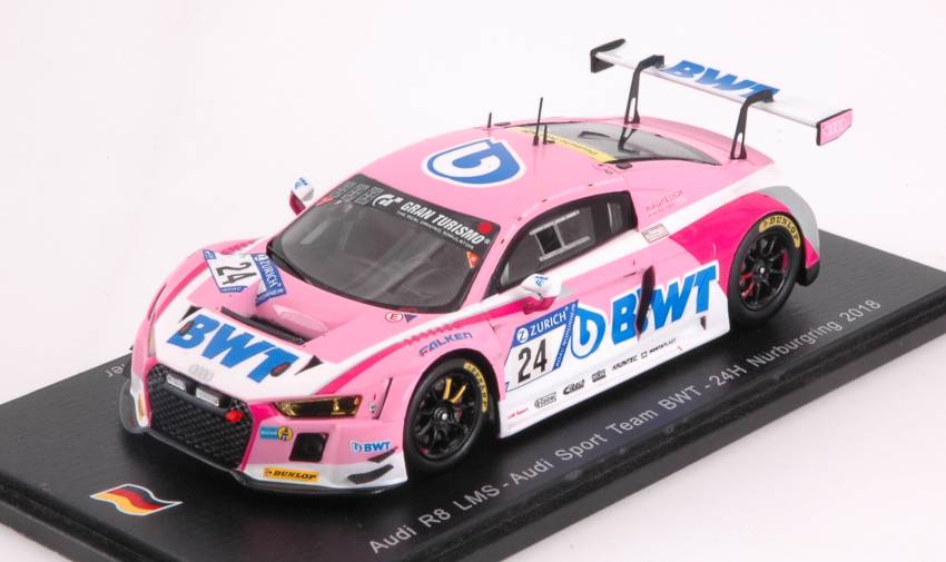 SCALE MODEL COMPATIBLE WITH AUDI R8 N.24 24 H NURBURGRING 2018 WINCKELHOCK-ROCKENFELLER 1:43 SPARK MODEL SG409