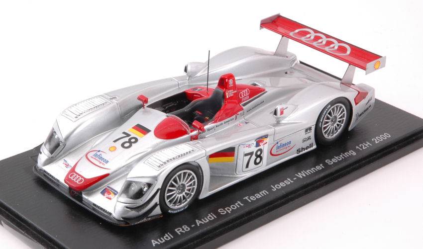 MODELLINO IN SCALA COMPATIBILE CON AUDI R8 N.78  12 H SEBRING 2000 F.BIELA-T.KRISTENSEN-E.PIRRO 1:43 SPARK MODEL S43SE00